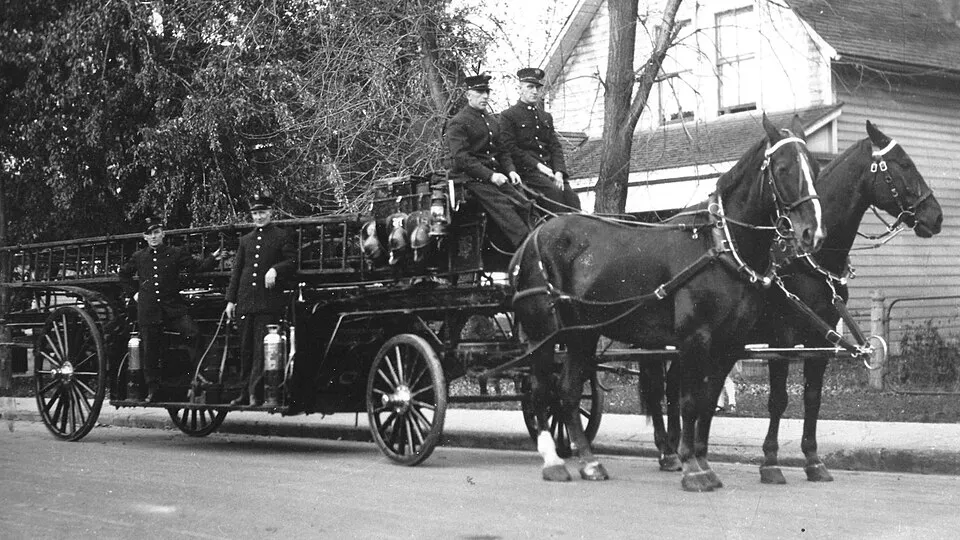 Ottawa Fire Department horse-drawn engine team, 1920