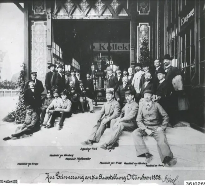 1_Diesel_auf_der_Münchener_Ausstellung First Diesel engine exhibited in Munich 1898